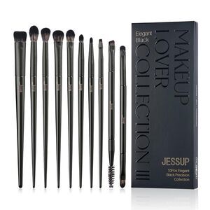 Jessup 10 Pieces Elegant Black T337 Professional Eye Makeup Brushes Set